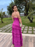 Niulatu Purple V-Neck Prom Dress, Graduation Party Dresses HZ0113