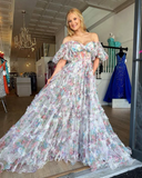 Niulatu Off The Shoulder Flowers Long Prom Dress Tulle Evening Dress HZ0113