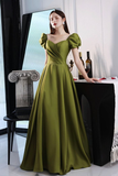 Niulatu Satin Long Prom Dresses A-Line Evening Dresses HZ1007