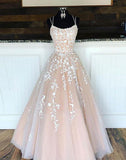 Niulatu ivory long prom dress with lace appliques HZ0113