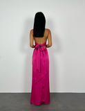 Niulatu Pink Sexy Sheath Long Prom Dress Backless Evening Gown HZ1007