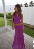 Niulatu Purple Halter Tulle Long Prom Dress Evening Dress HZ1007