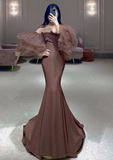 Niulatu Mermaid Brown Evening Dress Pageant Dress HZ1007