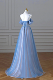 Niulatu Spaghetti Strap Tulle Long Prom Dress Beautiful A-Line Evening Dress HZ1007
