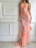 Niulatu Spaghetti Straps Lace Beading Gorgeous Mermaid Evening Dress HZ0113