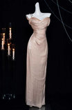 Niulatu Pink One Shoulder Sheath Prom Evening Dress HZ1007