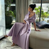 Niulatu Women's Strapless Satin Evening Dresses Vintage Wrap Beading Floor Length Long Dress HZ1007