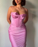 Niulatu Spaghetti Straps Lavender Satin Evening Dress Sheath Party Prom Dress HZ1007