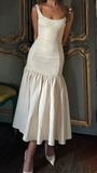 Niulatu Ivory Mermaid Party Dress Long Satin Prom Evening Dress HZ1007