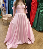 Niulatu Pink A-line Prom Dress Pink Evening Dress HZ1007