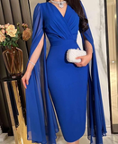 Niulatu Royal Blue Sheath Short Evening Dress Royal Blue Party Gown HZ1007