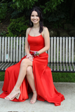Niulatu Red A-line Prom Dress Lace-up Back Evening Dress HZ1007