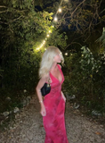Niulatu Deep V Neck Print Floral Evening Dress Prom Gown HZ1007