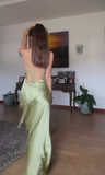 Niulatu Green Spaghetti Straps High Slit A Line Evening Dress Backless Prom Dress HZ1007
