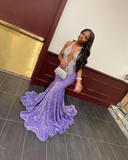Niulatu Purple Sequins Mermaid Evening Dress For Black Girls HZ1007