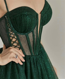 Niulatu Evening Dress Green Corset A-line Evening Gown HZ1007