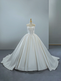Niulatu Pearl Ball Gown Strapless Lace Satin Long 16th Birthday Dress Wedding Dress HZ0113