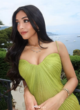 Niulatu Green Long Prom Dress Spaghetti Straps Evening Gown HZ1007