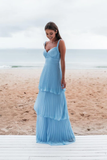 Niulatu Blue Prom Dress Long Evening Dress HZ1007