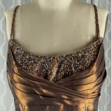 Niulatu Satin Beaded Ruched Evening Dress Memaid Prom Dress HZ1007