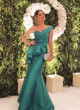 Niulatu Green One Shoulder Mermaid Evening Dress HZ1007