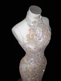 Niulatu Tulle Appliques Sequins Mermaid Prom Dress Slit Formal Evening Dress HZ1007
