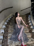 Niulatu Spaghetti Straps V Neck Evening Dress Charming A-line Prom Dress HZ1007