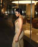 Niulatu Beaded Sequin Mermaid Prom Dress Evening Dress HZ0113