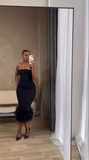 Niulatu Black Strapless Bodycon Dress Black Evening Dress HZ1007