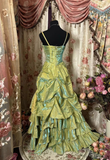 Niulatu Sage Green A-Line Spaghetti Strap Satin Long Prom Dress Beaded Evening Dress HZ1007