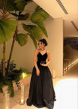 Niulatu Black Straps Long Prom Dress Evening Dress HZ1007