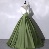 Niulatu Satin Prom Dress Elegant Quinceanera Dress Floor Length Green Dress Evening Dress Girls Princess Dress HZ1007