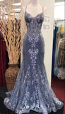 Niulatu V Neck Lace Mermaid Prom Dress Long Evening Dress HZ0113