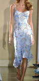 Niulatu Blue Spaghetti Straps Tulle Appliques Prom Evening Dress HZ1007