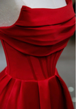 Niulatu Flat Neck Satin Backless Pleated Floor Length A Line Evening Gown Prom Dress HZ1007
