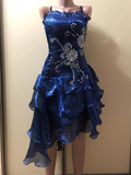 Niulatu Chiffon Beaded Mini Satin Short Prom Dress Homecoming Dress HZ0113