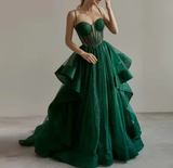 Niulatu Evening Dress Green Corset A-line Evening Gown HZ1007