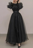 Niulatu Style Black A-line Long Sleeves Evening Dress HZ1007