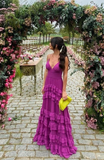 Niulatu Purple V-Neck Prom Dress, Graduation Party Dresses HZ0113