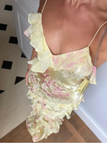 Niulatu Spaghetti Straps V Neck Chiffon Print Prom Dress,Charming Evening Dress HZ1007