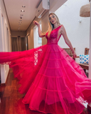 Niulatu Long V-Neck Prom Dress Formal Evening Gowns HZ1007