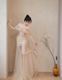 Niulatu Tulle Off The Shoulder Beaded Prom Dress A Line Long Evening Dress HZ1007