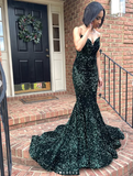 Niulatu Mermaid Glitter Prom Dress Long Evening Gowns Dark Green Women Formal Dresses HZ1007