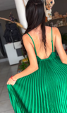 Niulatu Spaghetti Straps Pleated V Neck Party Prom Dress A Line Evening Gown HZ1007