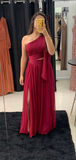Niulatu One Shoulder A-line Evening Dress Wedding Guest Dress HZ1007