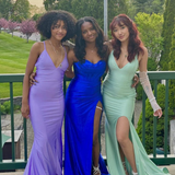 Niulatu Light Green Backless Long Prom Dress Mermaid Evening Dress HZ1007