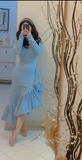 Niulatu Blue V Neck Mermaid Prom Dress Formal Evening Gown HZ1007