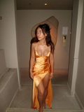 Niulatu Spaghetti Straps Orange A Line Satin prom Dress Side Slit Party Evening Dress HZ1007