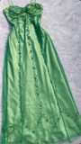 Niulatu Green Tulle Beaded Long Prom Evening Dress HZ1007