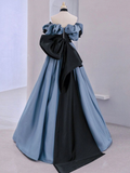 Niulatu Satin Lace Long Prom Dress Off Shoulder Evening Dress HZ1007